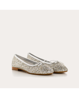 Flat ballerinas with steeped fabric knot with rounded butt