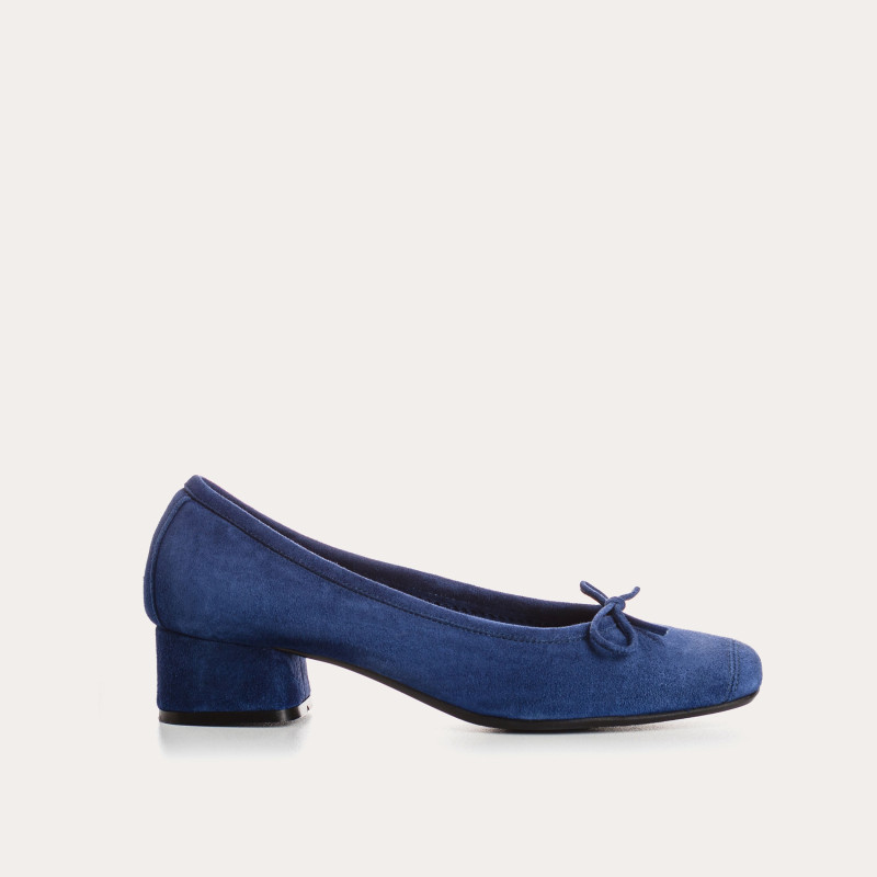 Velvet leather heeled ballerinas with knot