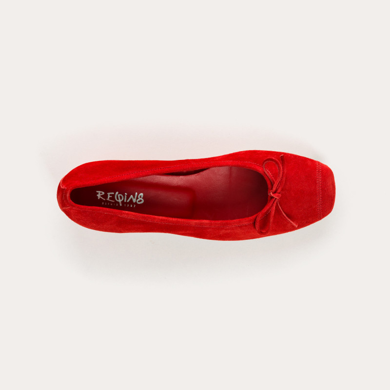 Velvet leather heeled ballerinas with knot