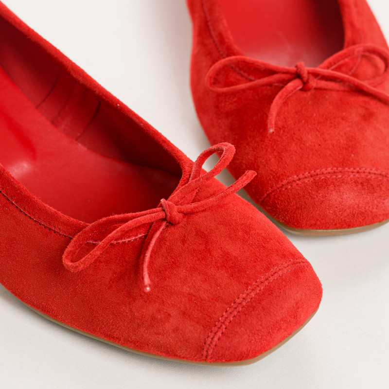 Velvet leather heeled ballerinas with knot