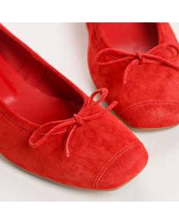 Velvet leather heeled ballerinas with knot