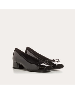 Ballerinas with polished leather with velvet reinforcement and node