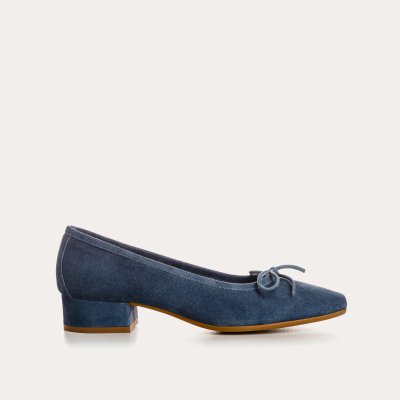 Velvet leather heel ballerinas