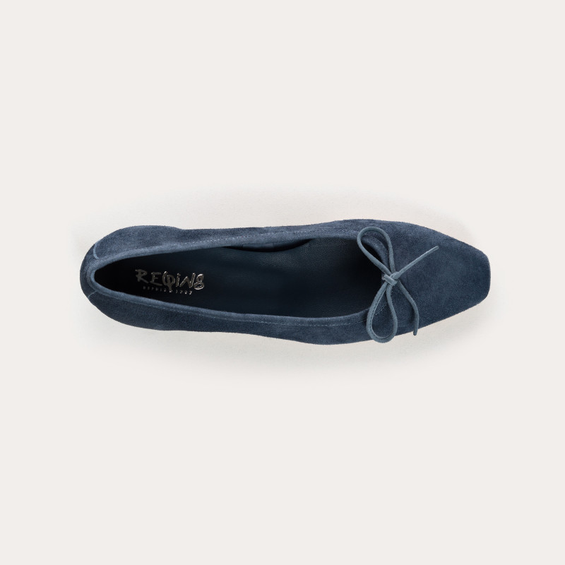 Velvet leather heel ballerinas