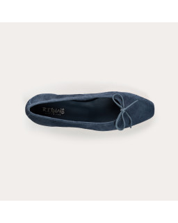 Velvet leather heel ballerinas