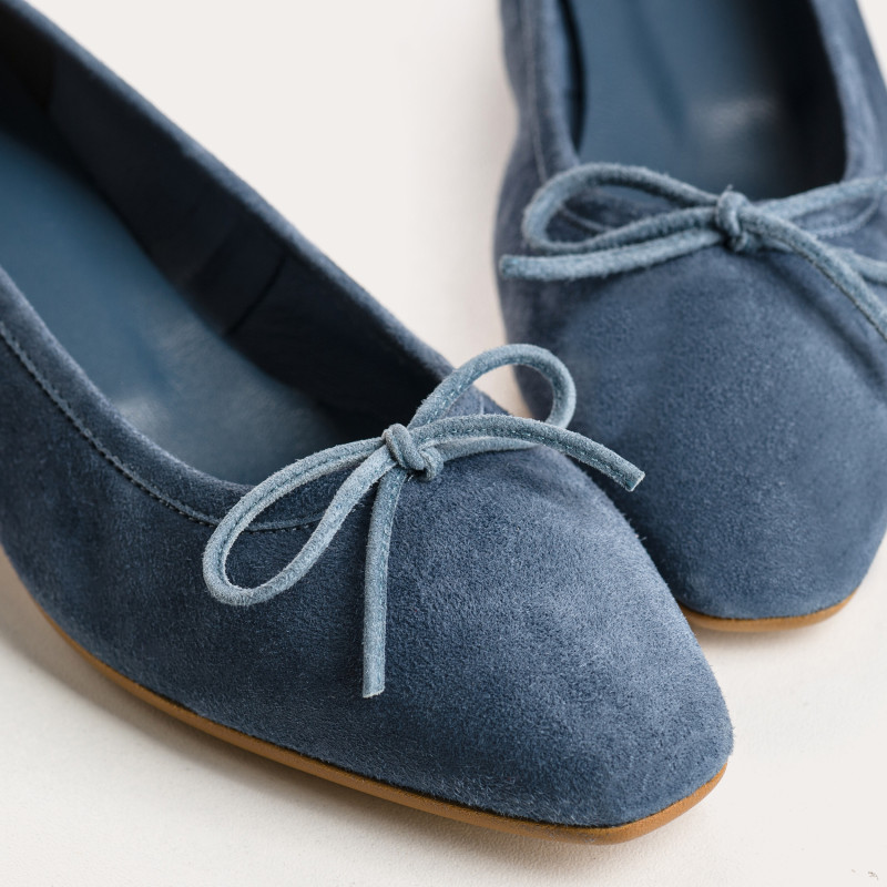 Velvet leather heel ballerinas