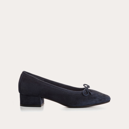 Velvet leather heel ballerinas