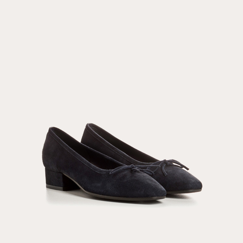 Velvet leather heel ballerinas