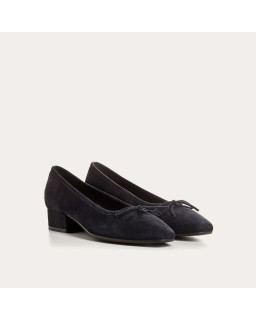 Velvet leather heel ballerinas