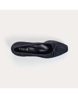 Velvet leather heel ballerinas