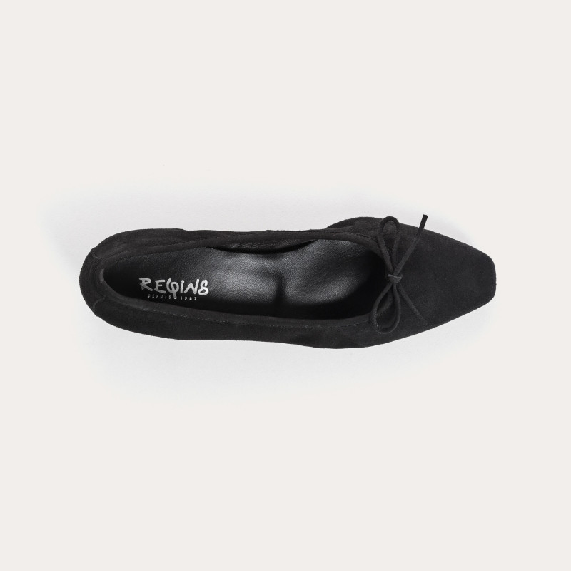 Velvet leather heel ballerinas