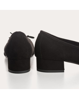 Velvet leather heel ballerinas