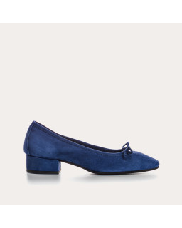 Velvet leather heel ballerinas
