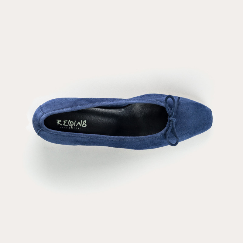 Ballerines à talons en cuir velours