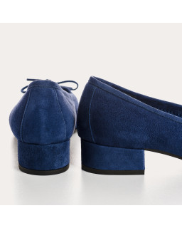 Velvet leather heel ballerinas