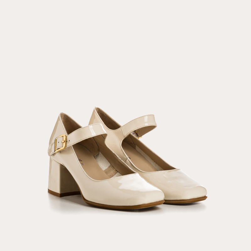 Babies with Galante Heels - Woman Beige Varniet Shoes | Reqins