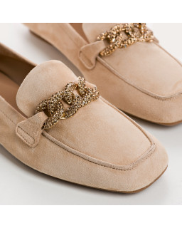 Velvet leather jewelry moccasins with rhinestones