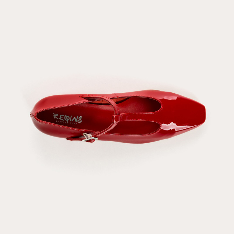 Ballerines à talons esprit salomé en cuir vernis