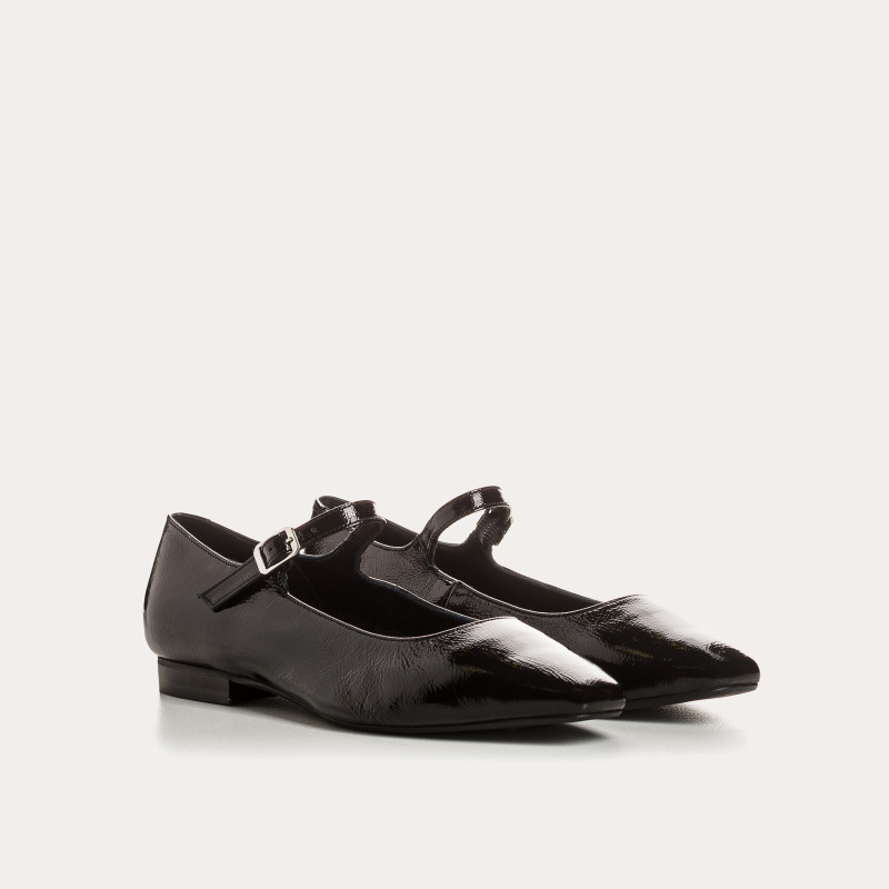 Texane Babies In Black Polish Leather - Reqins