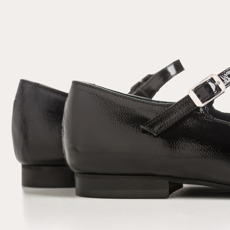 Babies Texane en cuir vernis noir - Reqins