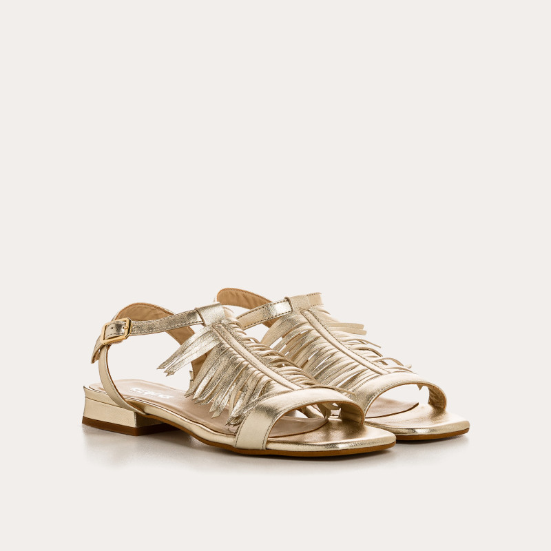 Golden Sandals with Cuba Fringes | Reqins