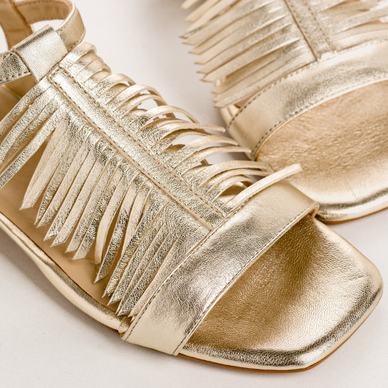 Golden Sandals with Cuba Fringes | Reqins