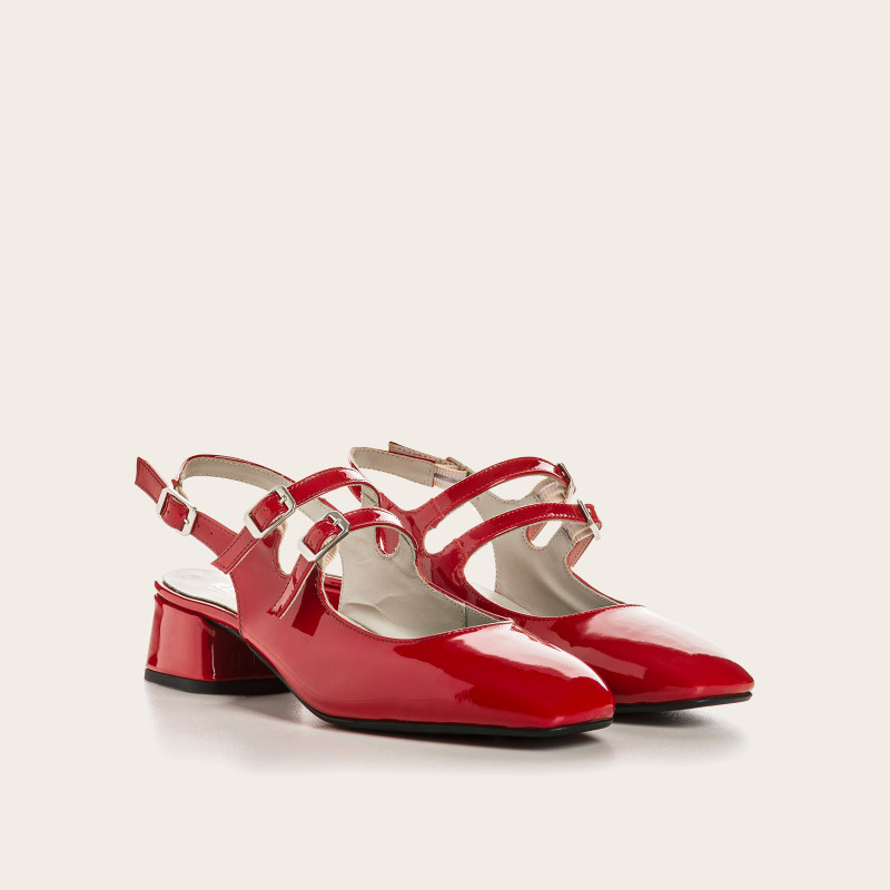 Pinkwood Varnish Leather Slingback Babies | Reqins