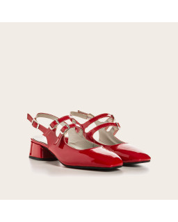 Babies Slingback à talons en cuir vernis Rosewood | Reqins