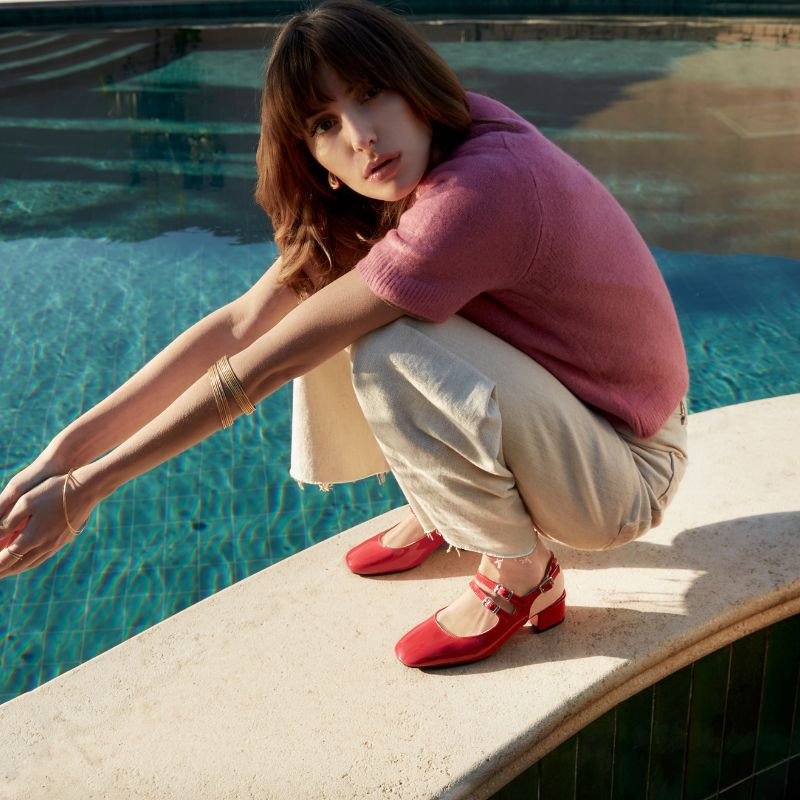 Babies Slingback à talons en cuir vernis Rosewood | Reqins