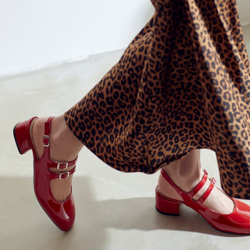 Babies Slingback à talons en cuir vernis Rosewood | Reqins