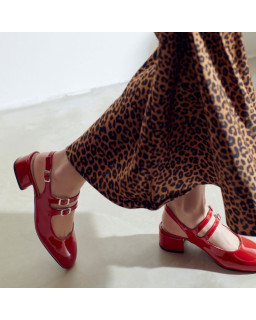 Babies Slingback à talons en cuir vernis Rosewood | Reqins