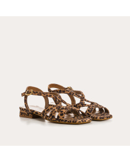 Sandales Cosmos cuir velours léopard – Élégance estivale | Reqins