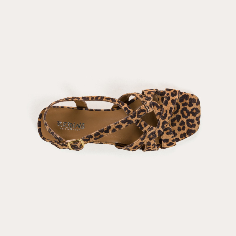 Cosmos Sandals Leopard Velvet Leather - Summer Elegance | Reqins