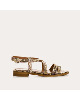 Adonis Sandals in Embossed Leather Serpent Metallic - Reqins