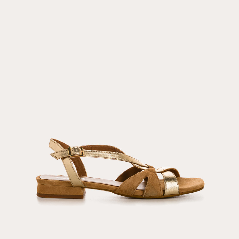 Sandales Cosmos en cuir velours et métallisé | Reqins