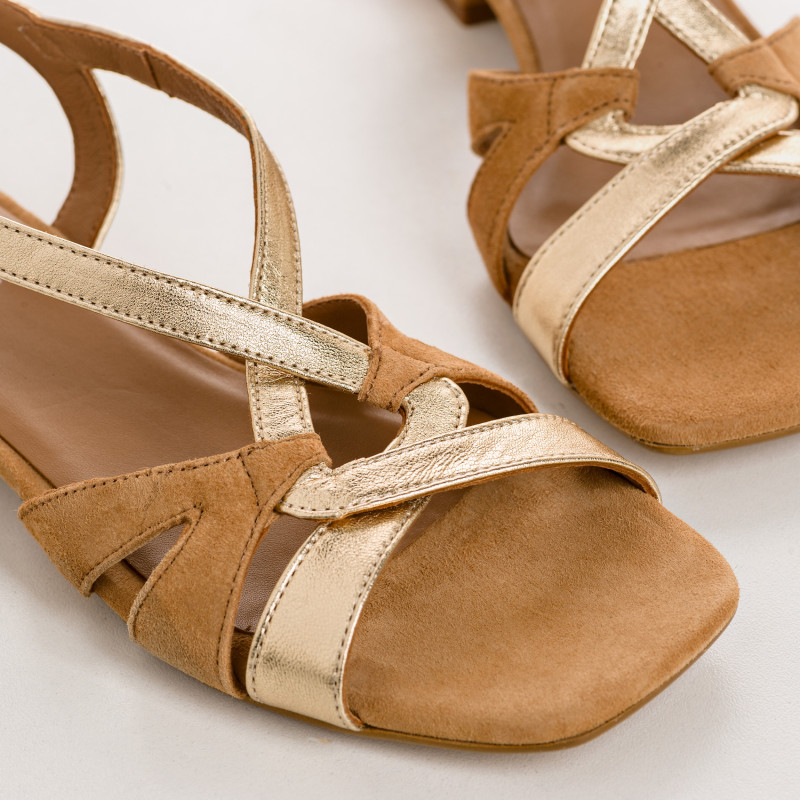 Sandales Cosmos en cuir velours et métallisé | Reqins