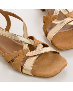 Sandales Cosmos en cuir velours et métallisé | Reqins