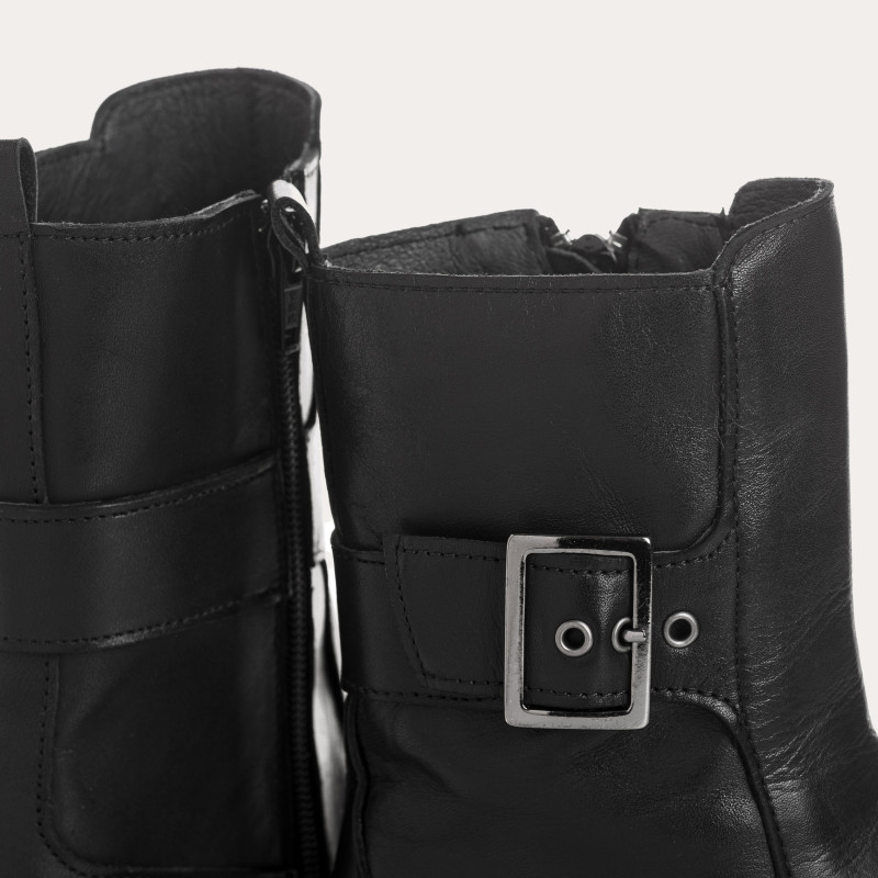 Boots Debra en cuir noir – Bottines femme esprit motard | Reqins