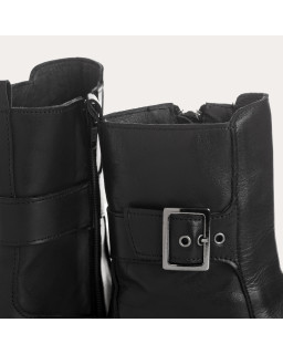 Boots Debra en cuir noir – Bottines femme esprit motard | Reqins