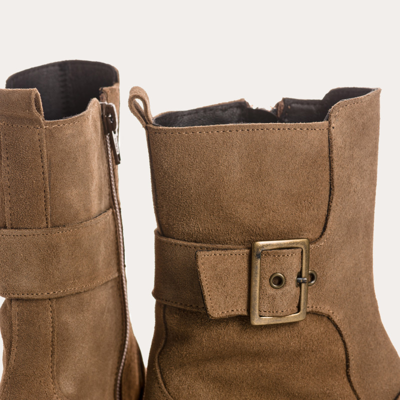 Boots debra leather velvet | Chic & Automnal Comfort Style - Reqins