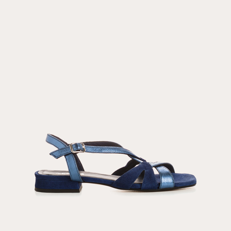 Sandales Cosmos en cuir velours et métallisé | Reqins