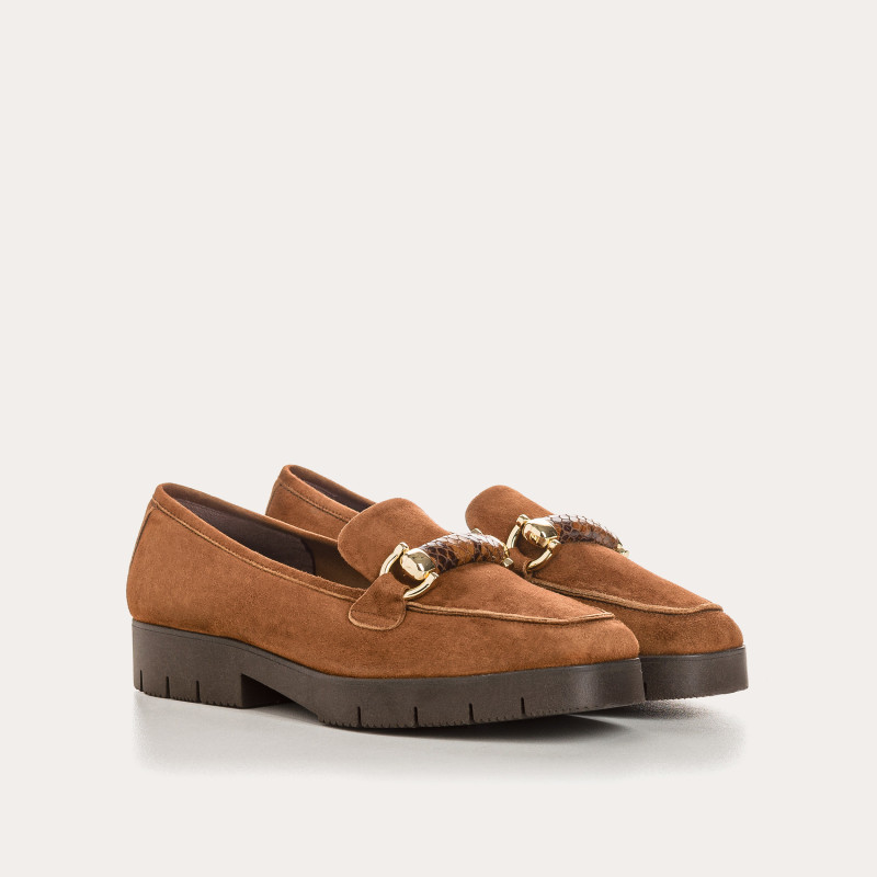 Mocassins Muse Femme en cuir velours et python | Reqins