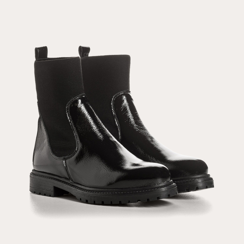 Boots Evelyn en cuir vernis Naplak - Reqins
