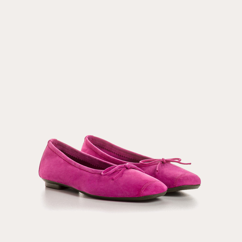 Flat ballerinas with velvet leather knot with tip reinforcement