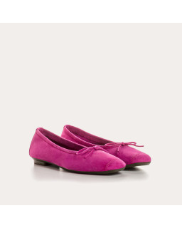 Flat ballerinas with velvet leather knot with tip reinforcement