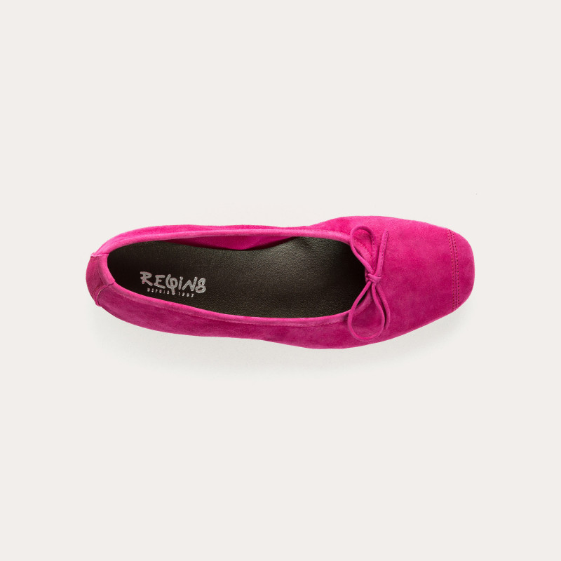 Flat ballerinas with velvet leather knot with tip reinforcement