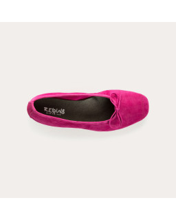 Flat ballerinas with velvet leather knot with tip reinforcement