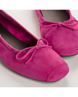 Flat ballerinas with velvet leather knot with tip reinforcement