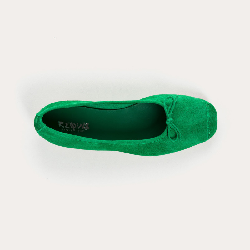 Flat ballerinas with velvet leather knot with tip reinforcement