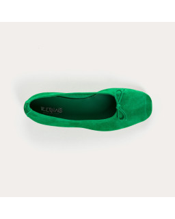 Ballerines plates à nœud en cuir velours avec renfort à la pointe